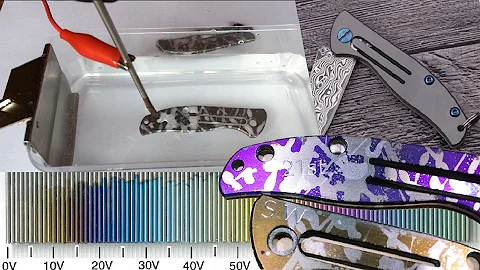 Customising a Damascus knife • Anodising titanium handles & CNC engraving