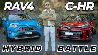 Toyota RAV4 Hybrid vs CHR Hybrid comparison | max fuel economy or family SUV size? | Chasing Cars