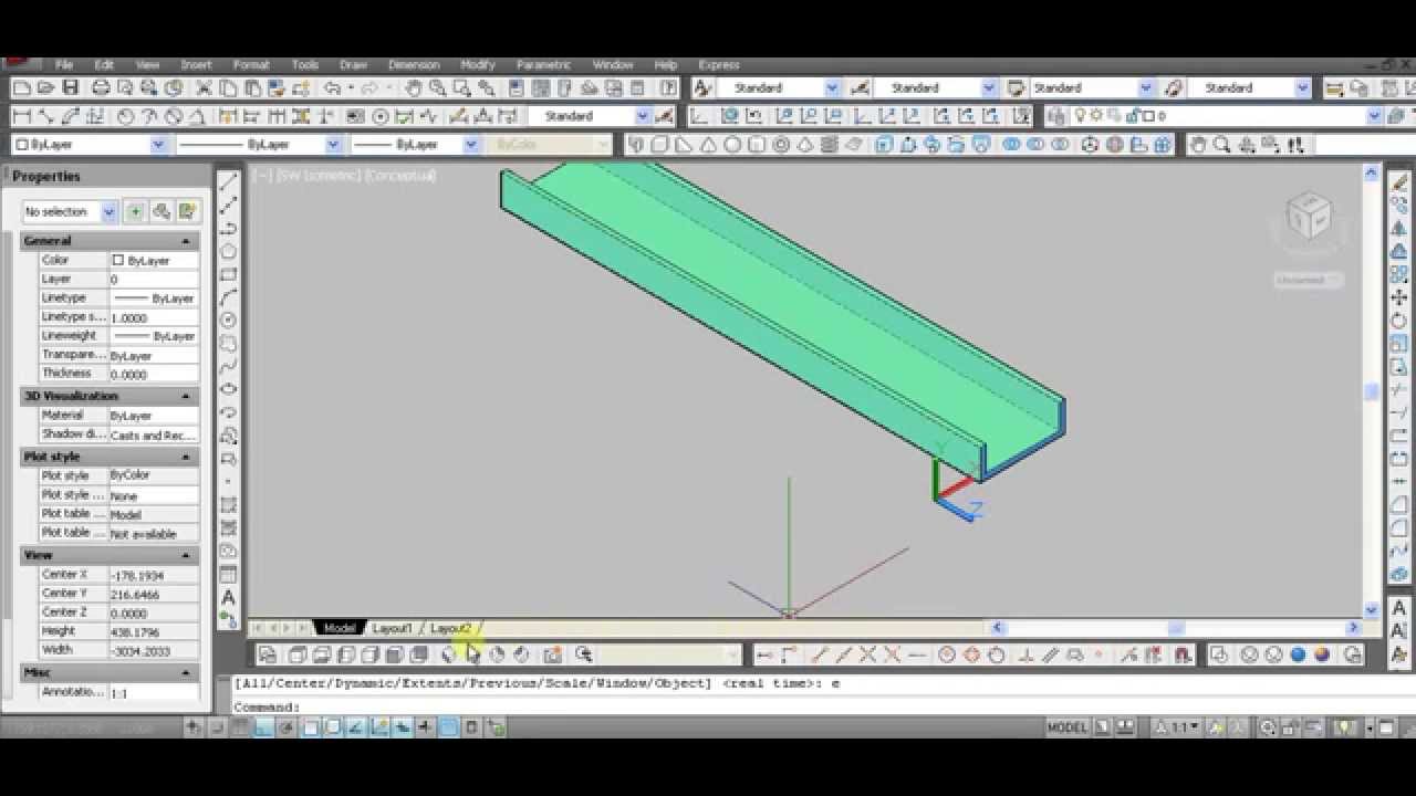 Tutorial Autocad  2012 Membuat Gambar  Dari 2D ke 3D YouTube