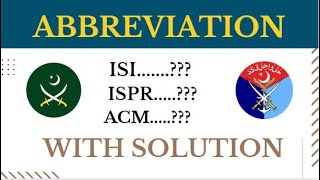 Important Abbreviations for ISSB, Entry-Test, NTS exams | Popular Abbreviations#abbreviations #army