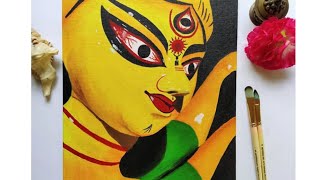 step by step Maa Durga painting in acrylic/ Durga Puja special/ Navratri special/canvas painting