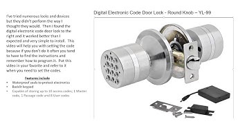 Part 1 Introduction To The Digital Electronic Code Door Lock Round Knob Turbolock YL-99