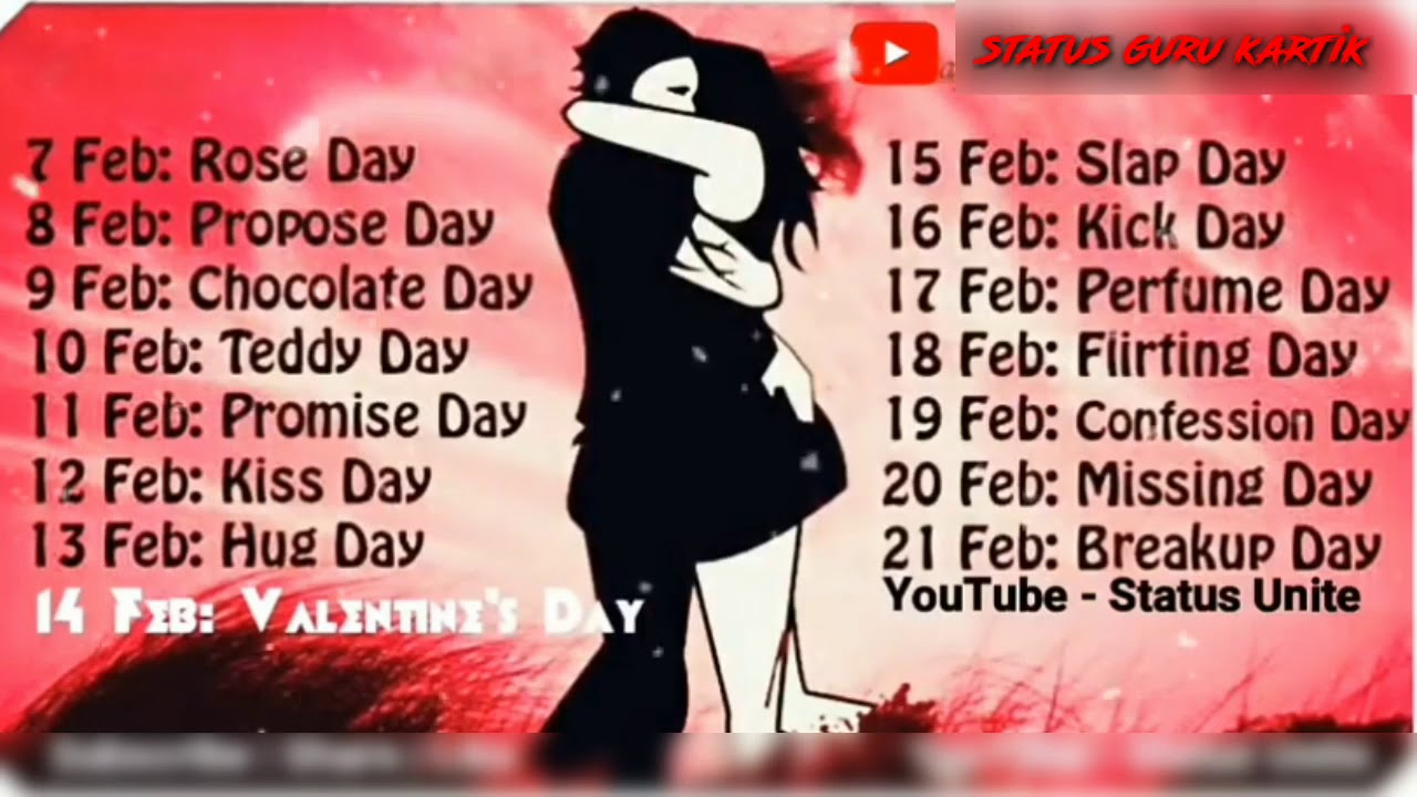 List dates Valentine Week List - 2019 || Dates Days || Timetable Calendar Schedule