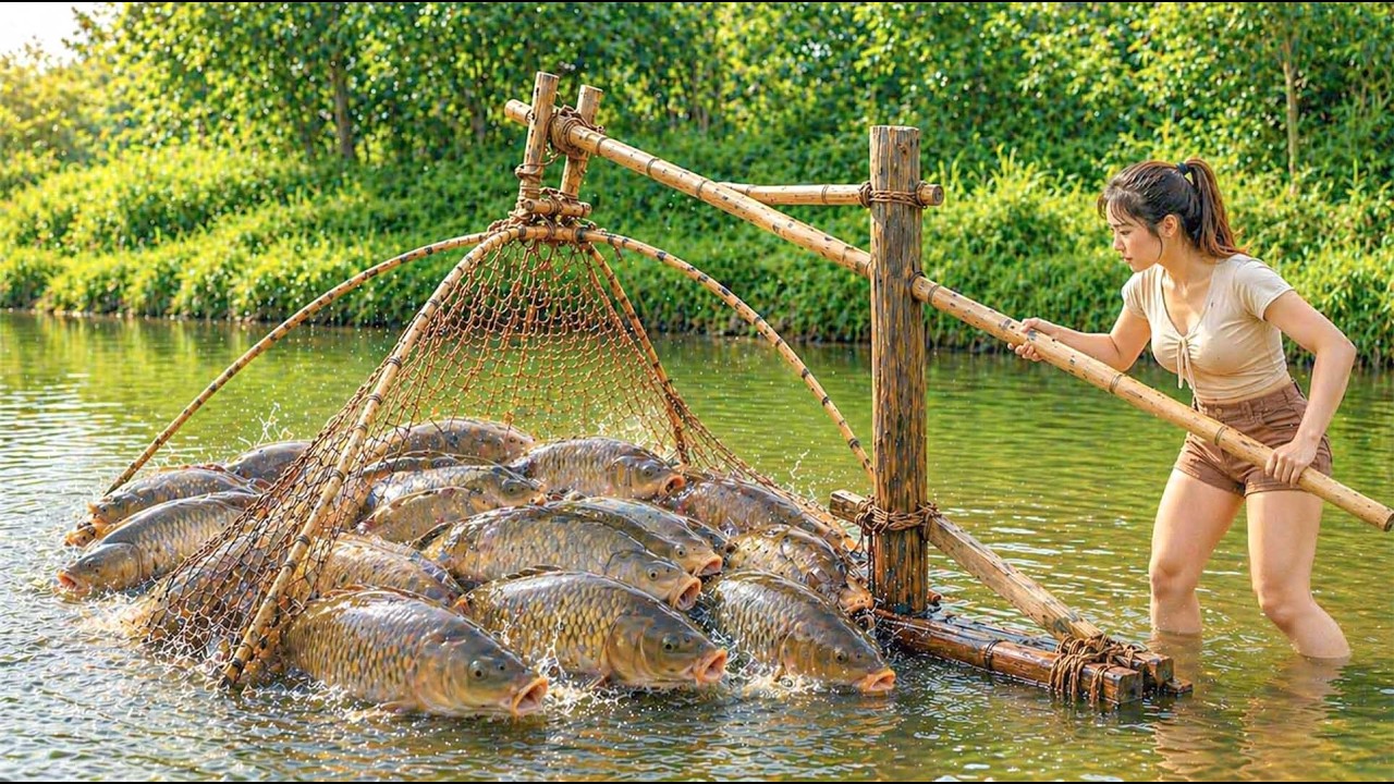 How To Pump Water From A Swamp To Catch Fish - Harvesting A Large ...