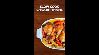 Slow Cook Chicken Thighs with colored peppers