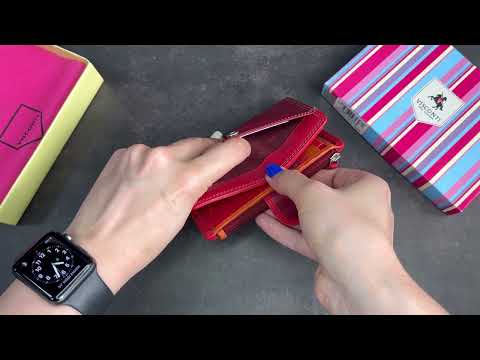 Середній жіночий шкіряний гаманець червоного кольору Visconti RB97 RED MULTI video