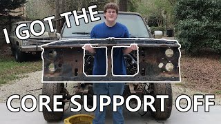 Taking the RADIATOR CORE SUPPORT Off My SQUARE BODY 6.2L DIESEL Truck