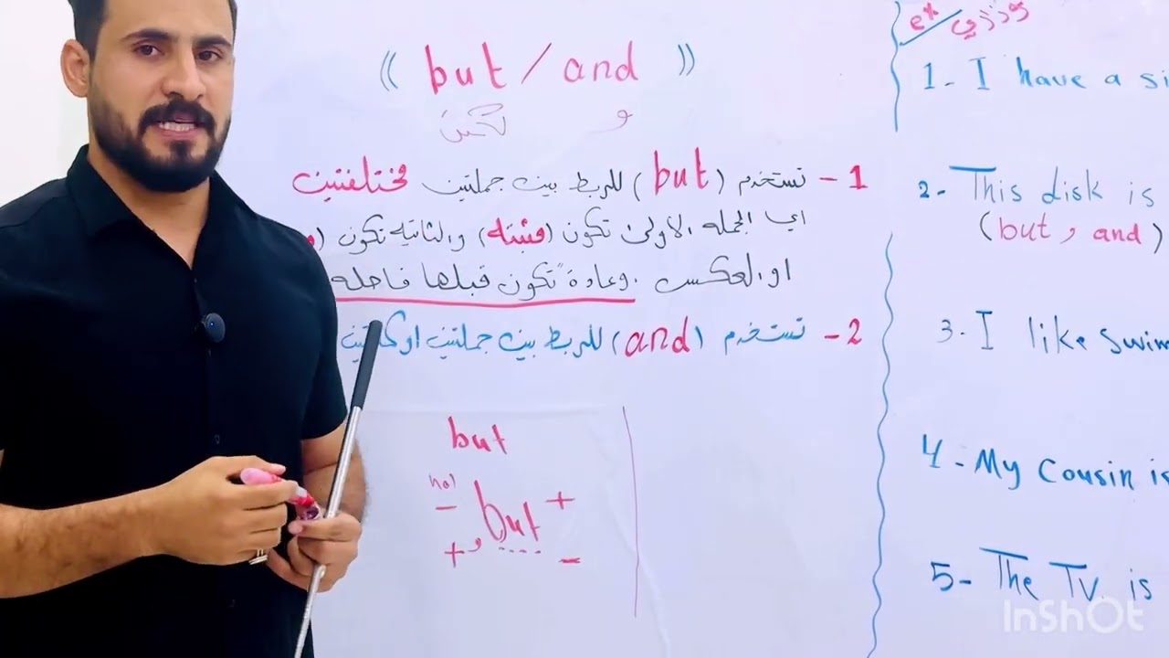 ‏السادس الابتدائي انكليزي شرح طريقة استخدام and  / but ادوات الربط conjunctions‏ 