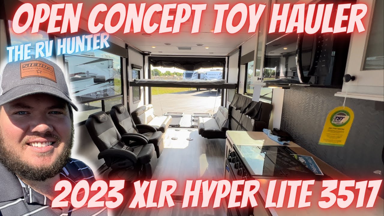 Open Concept Toy Hauler | 2023 XLR Hyper Lite 3517 | 17ft Garage - YouTube