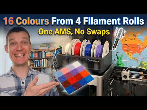 Print 16 Colours From 4 Filament rolls with just one AMS and without swaps