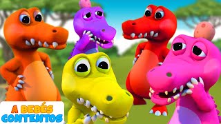 Canciones Infantiles en 3D | Cinco pequeñas cocodrilos | A Bebés Contentos