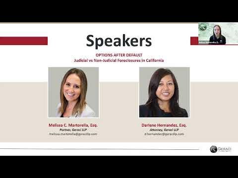 Webinar] Options After Default: Judicial Vs Non-Judicial Foreclosures In  California - Youtube