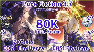 NO SHILL!? NO PROBLEM! E0S1 The Herta x E0S1 Phainon 80K Score Pure Fiction Clear | Honkai Star Rail