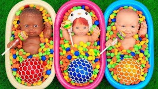 3 Minutes Satisfying Video Mixing Funny Candy ASMR &amp; Make Up in 3 Bathtubs with Magic M&amp;M's Slime