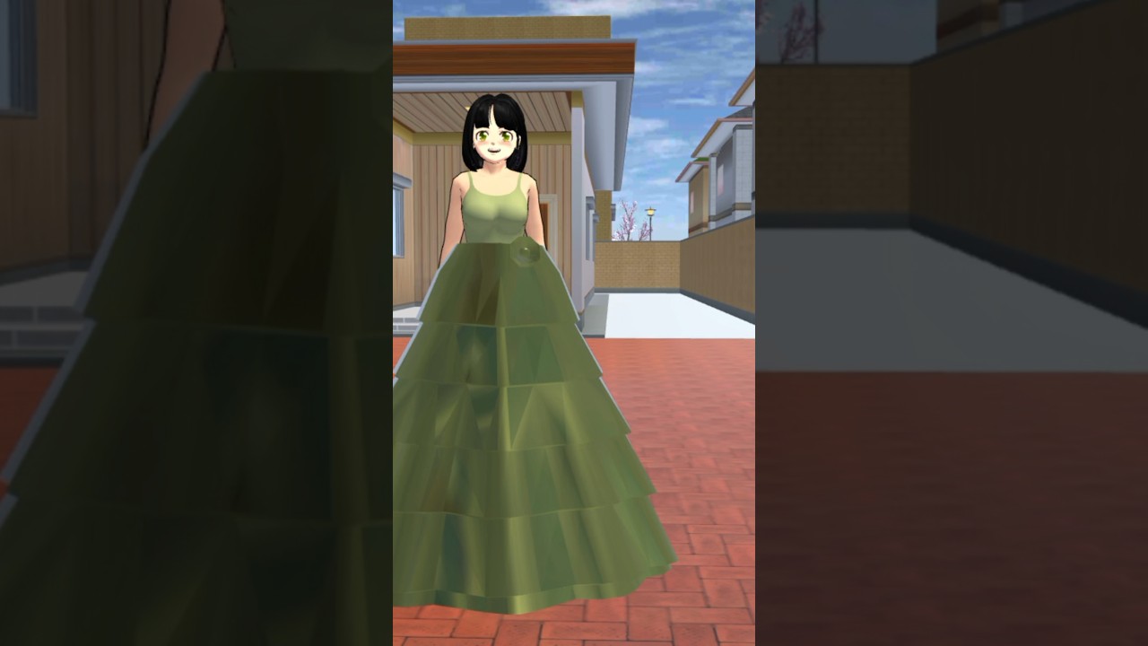 💚✨ New stylish greenish gown in Sakura School Simulator 