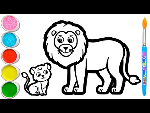 Lion Drawing, Painting And Coloring For Kids x Toddlers | Drawing Basics 219