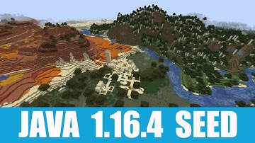 Minecraft Java 1.16.4 Seed: Spawn next to village that stands between mesa and tall birch hills
