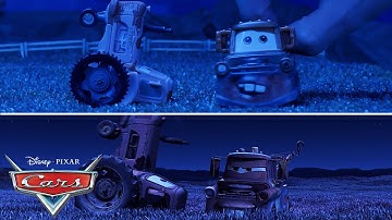 Tractor Tipping with Mater! | SIDE BY SIDE VIDEO | Pixar Cars | @disneyjr