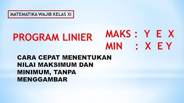 Program Linier: nilai Maksimum dan minimum #linier #caracepat