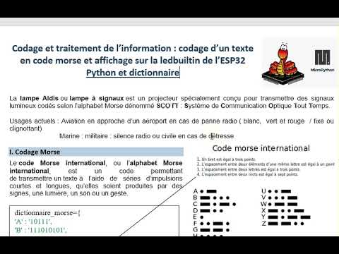 Code Morse Utilisation dictionnaire python Encodage de texte + led sur  ESP32
