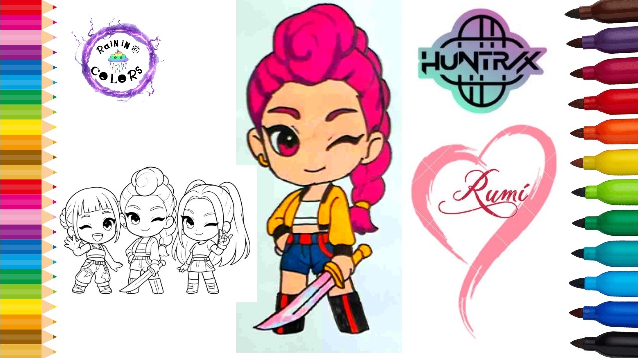 Huntrix RUMI K-Pop Demon Hunters Cute Easy Drawing And Coloring #rumi # ...