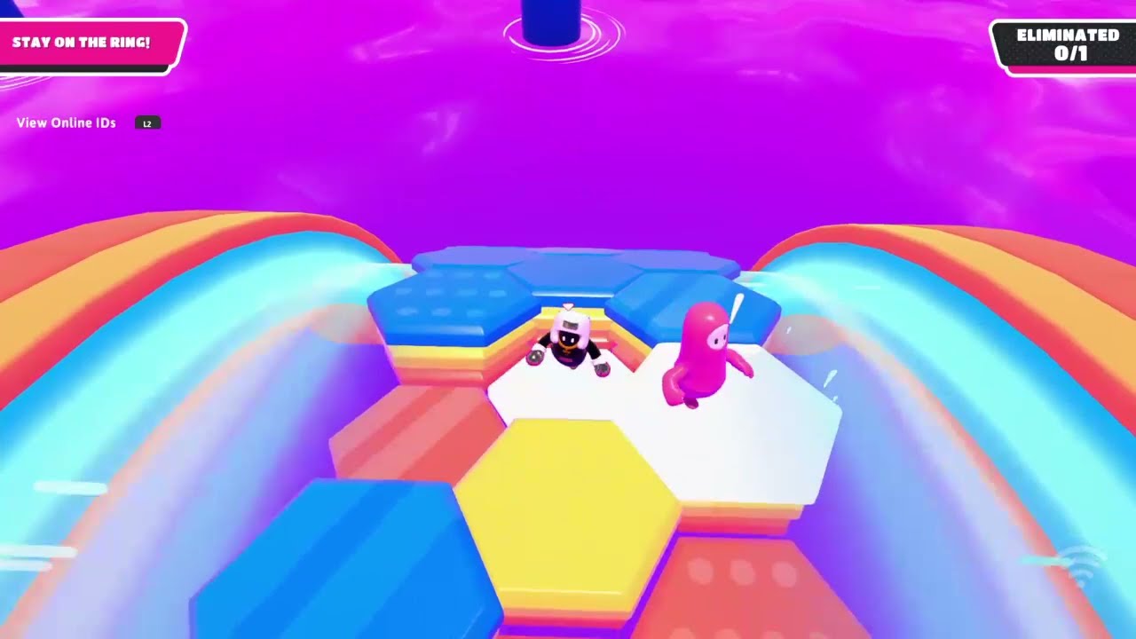 Fall Guys. • Finals Marathon Show win. • Hex-A-Ring final. • 1vs1 showdown. • Jump for joy. • 🚹👑🎉