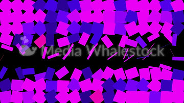 Abstract pink and blue bright squares changing and moving on black background, seamless loop
