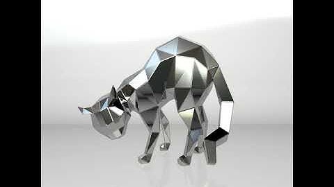 Template for DIY metal sculpture, Pattern of Cat low poly model in DXF and PDF Format Blueprints