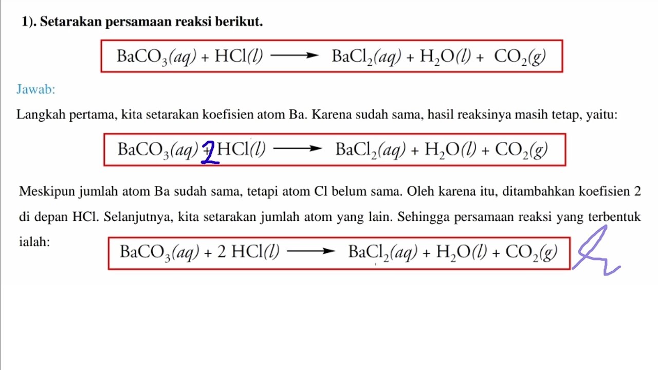 Penyetaraan Reaksi Kimia Pembentukan BaCl2 (Barium klorida) 