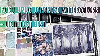 Boku Undo Gansai Watercolor Review Lightfast Test Aurora + Shadow Black Handbook Journal Sketchbook