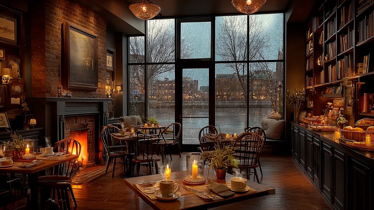 Relaxing Smooth Jazz Music for Stress Relief | Cozy Coffee Ambience & Gentle Rain Sounds