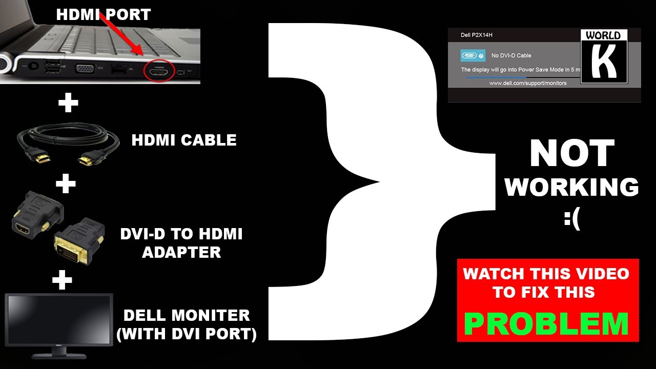 vegetation Skyldig Standard DVI-D to HDMI Adapter Not Working || Laptop HDMI to DVI monitor not working  “no signal” [FIXED] - YouTube