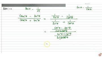 Given `tantheta=1/sqrt5` what is the value of `(cosec^2theta-sec^2theta)/(cosec^2theta+sec^2th