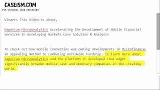 Experian MicroAnalytics Accelerating the Development of Mobile Case Solution & Analysis