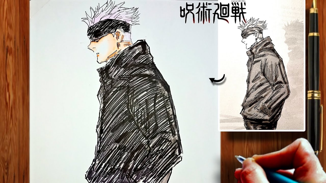 Manga Drawing Gojo Side View | Jujutsu Kaisen | 呪術廻戦 | Step-by-Step ...