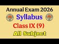 Class 9 Annual Exam 2026 Syllabus SEBA Board Class IX Annual Examination All Subject Syllabus ASSEB