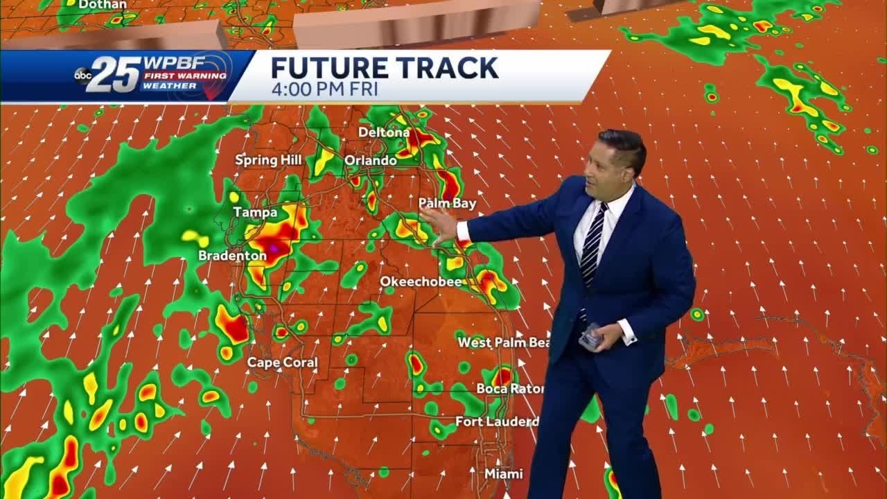 Showers and storms to continue on Friday - YouTube