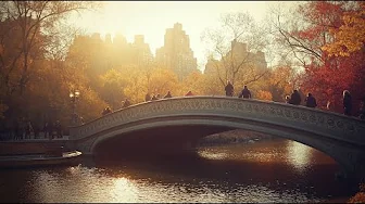 🍂Amazing Fall Foliage | Autumn Sunset in Central Park | Binaural Audio