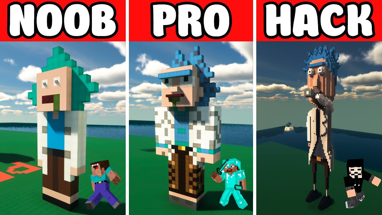Minecraft Battle: NOOB vs PRO vs HACKER: Rick and Morty in MINECRAFT 13+
