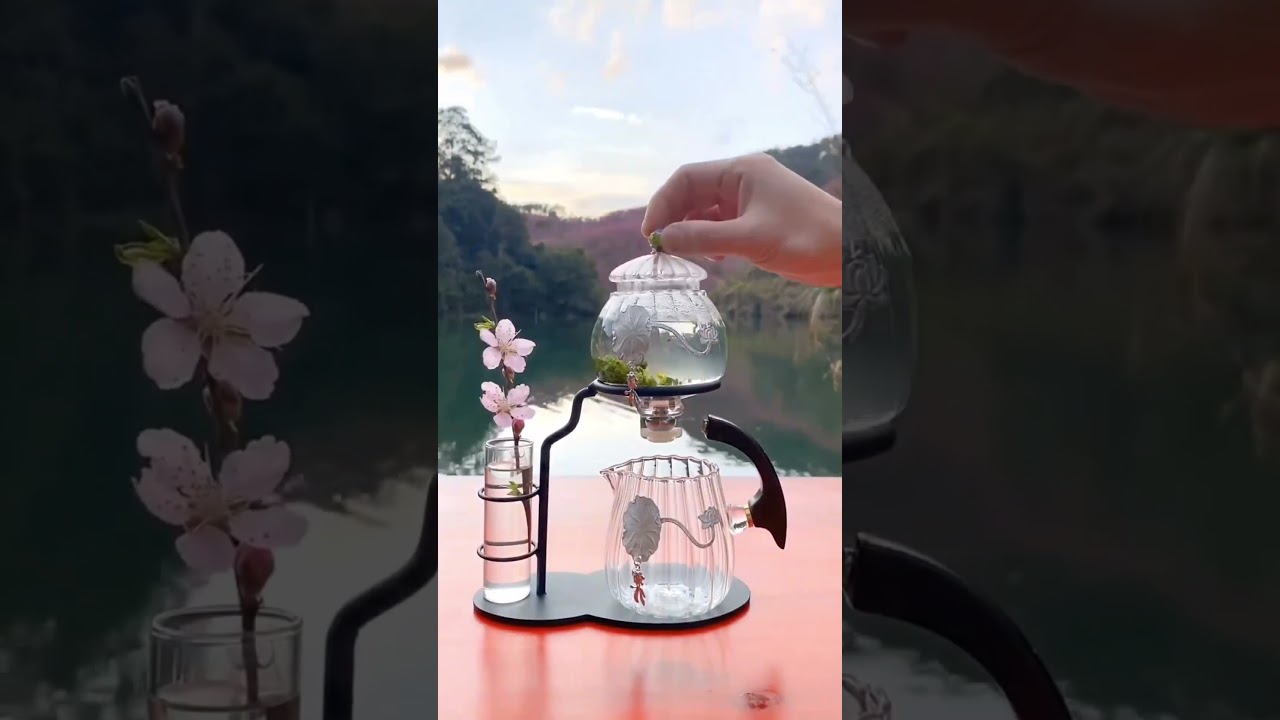 Product Link in the Comments! Nature Leaf Magnetic Semi Automatic Tea Set🍃