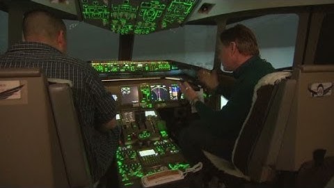 In the cockpit of a Boeing 777 simulator