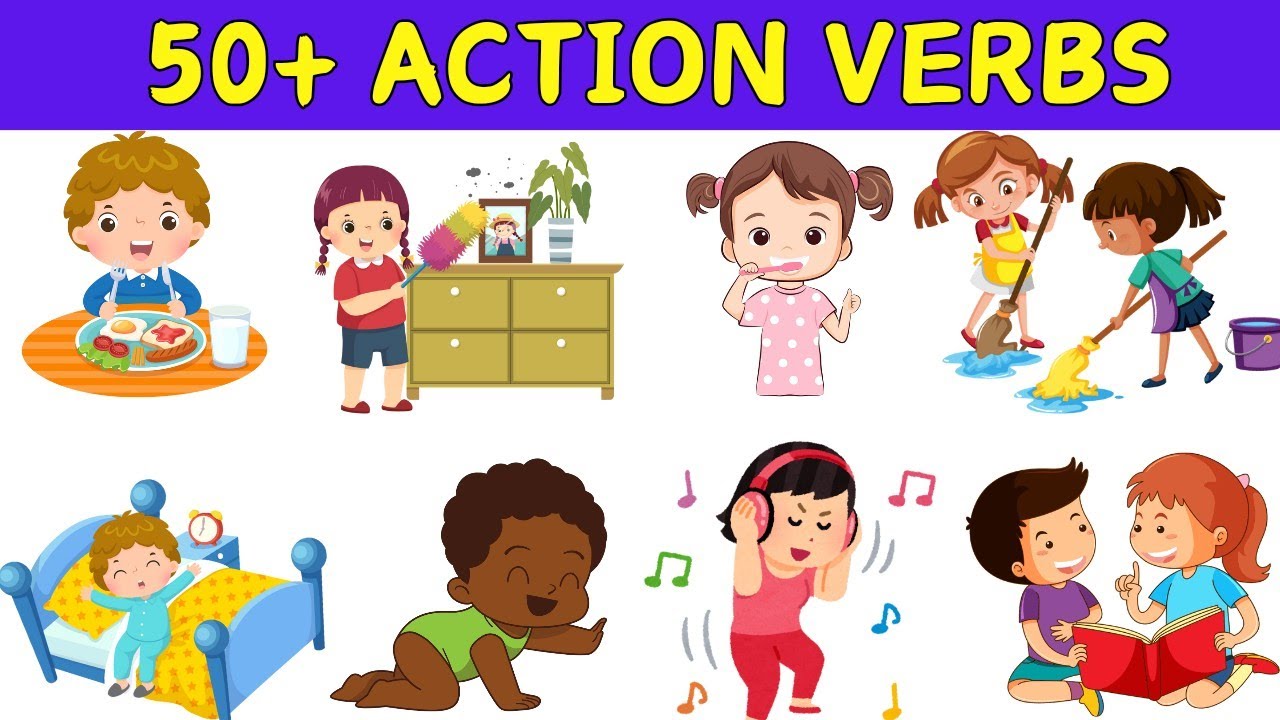 Actions Words for Kids I Learn Action Verbs for Kids I 50+ Action Verbs ...
