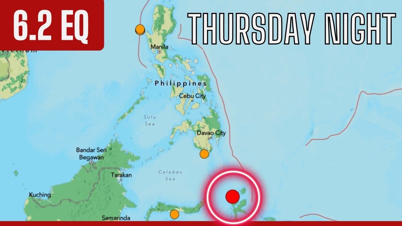 6.2 Earthquake Indonesia Region.. South end of Philippine Trench.. Thursday Night update.