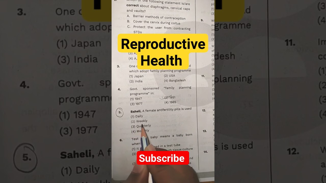 Reproductive Health MCQ practice 🎯 