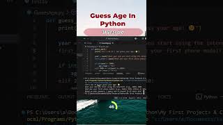 Create a simple Guess Age game in Python #pythoncoding #python #coding #girlcode