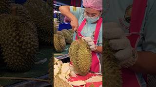 Thai Womans Giant Durian Cutting Skills -  Fruit Cutting Skills