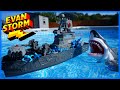 Sink or Float Garage Sale Battleship!  with Plastic Army Men &amp; a Great White Shark