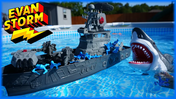 Sink or Float Garage Sale Battleship!  with Plastic Army Men & a Great White Shark