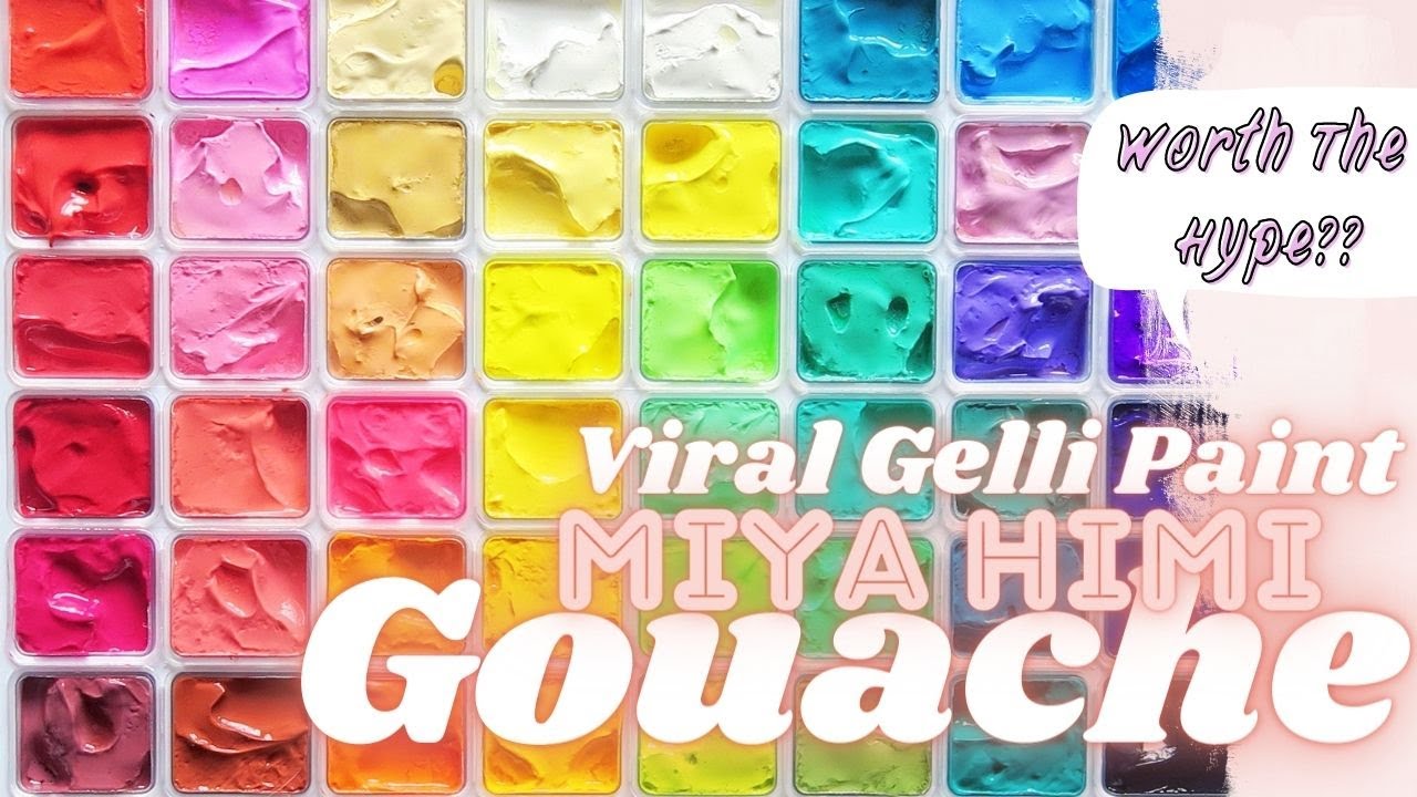 Miya Himi gouache 18 color set – unboxing, color swatching, and painting 