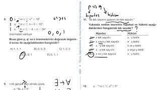 9. Sınıf Matematik Kazanım Kavrama Test 1 (Mantık) Çözümler 9. Sınıf Matematik Kazanım Kavrama Test 1 (Mantık) Çözümler
